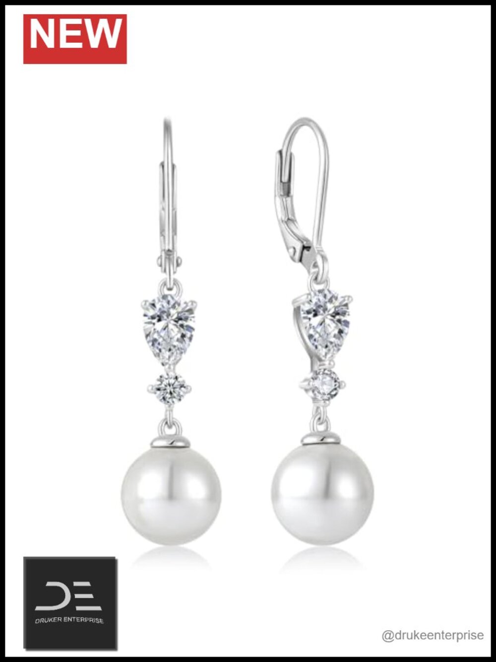 Dangle Pearl Earrings 925 Sterling Silver Drop Hypoallergenic Jewelry Gift